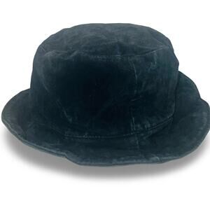 Berkshire Womens Bucket Hat Black 100% Genuine Leather Brushed Suede Feel Chic